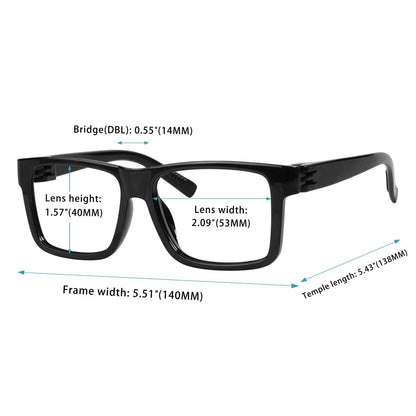 6 Pack 30% Blue Light Blocking Rectangle Metalless Glasses NR2142 - B15 - Gr8sight