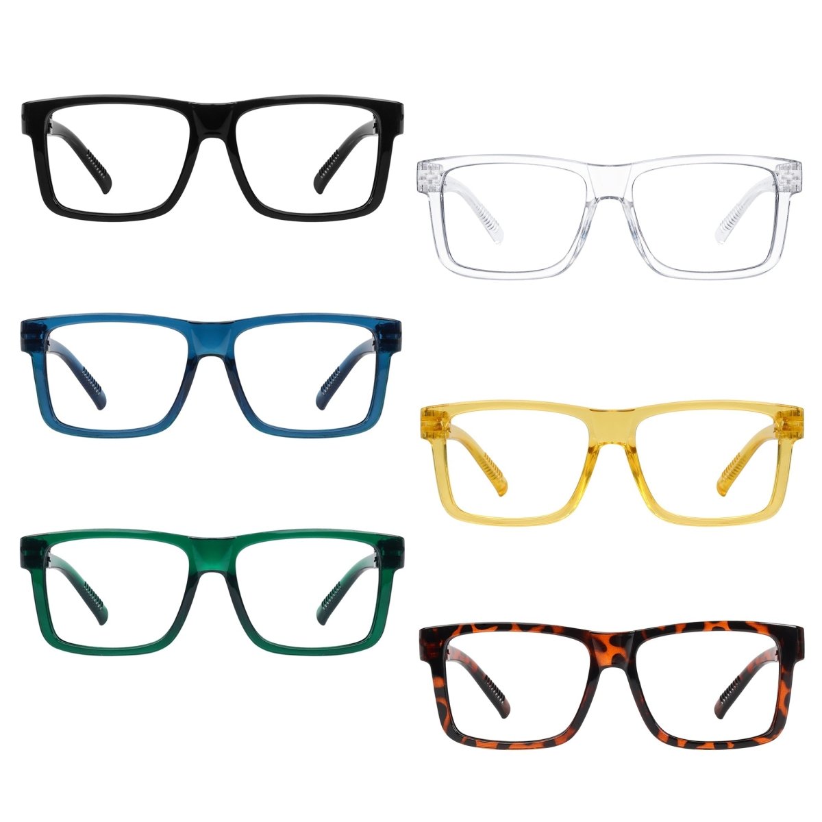 6 Pack 30% Blue Light Blocking Rectangle Metalless Glasses NR2142 - B15 - Gr8sight