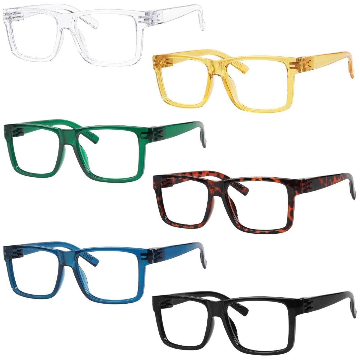 6 Pack 30% Blue Light Blocking Rectangle Metalless Glasses NR2142 - B15 - Gr8sight