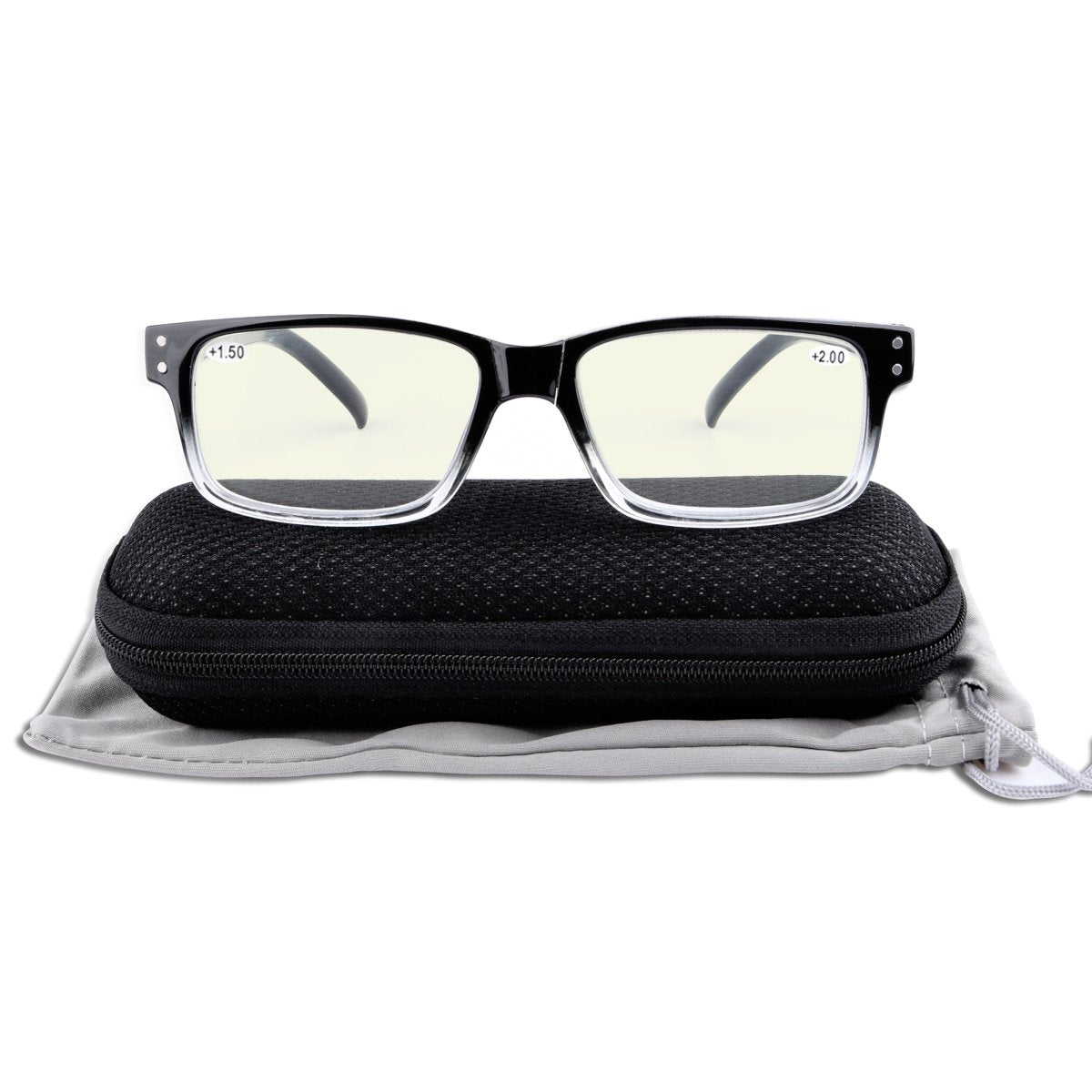 (Must Buy Both Eye) Computer Glasses with Different Power for Each Eye-Black Clear Frame