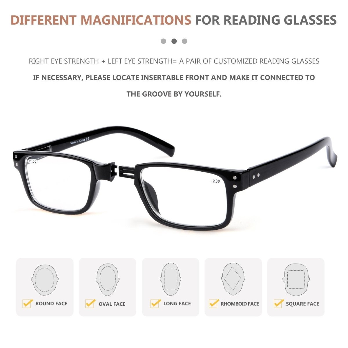 (Must Buy Both Eye) Reading Glasses with Different Strength for Each Eye - Gr8sight