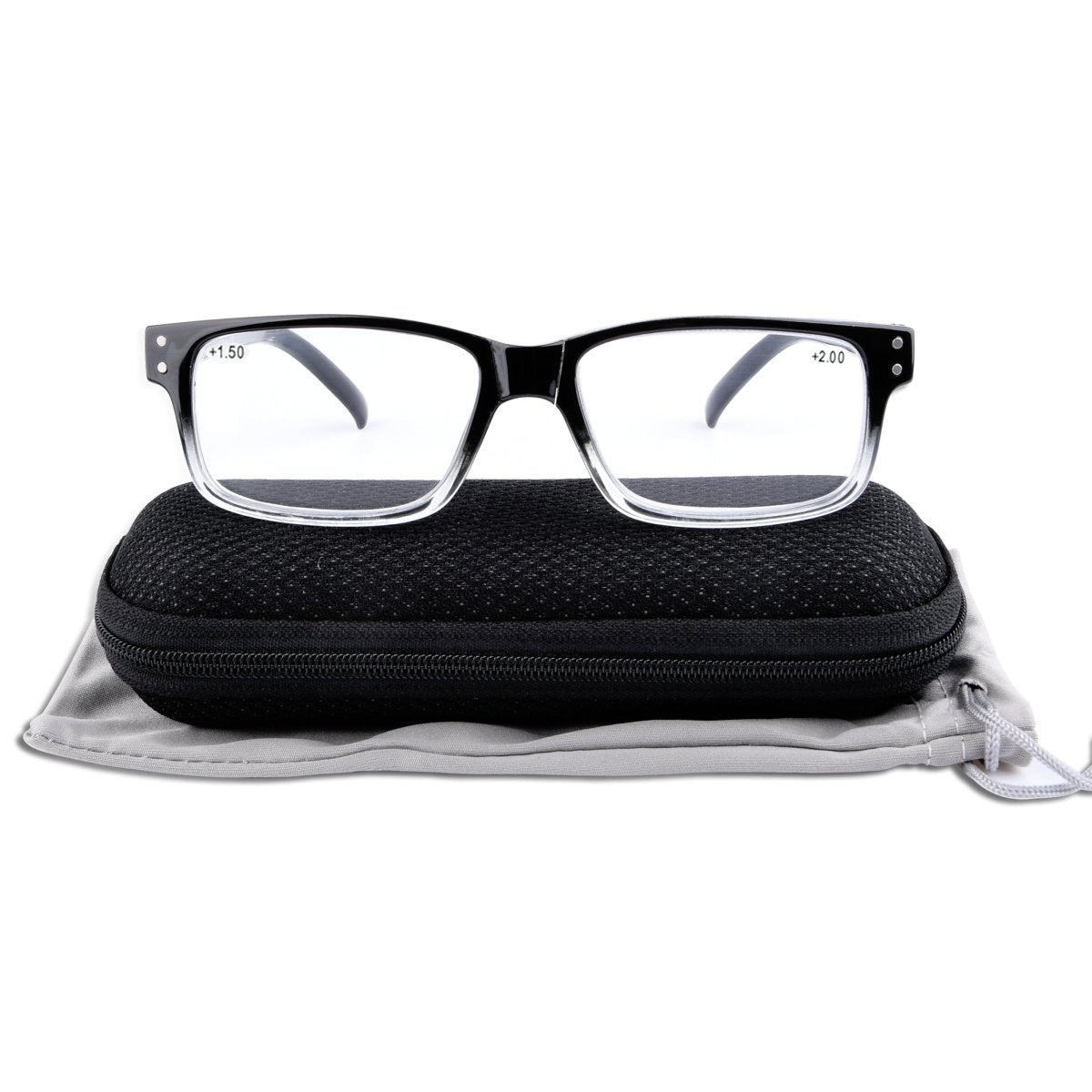 (Must Buy Both Eye) Reading Glasses with Different Strength for Each Eye - Black Clear Frame - Gr8sight