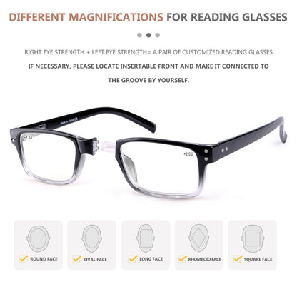 (Must Buy Both Eye) Reading Glasses with Different Strength for Each Eye - Black Clear Frame - Gr8sight