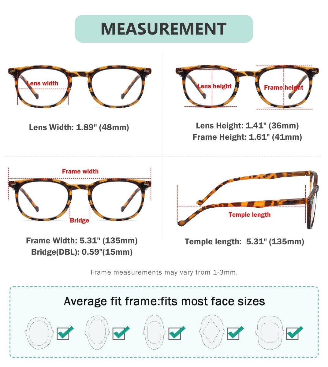 (Must Buy Both Eye) Reading Glasses with Different Strength for Each Eye PR001 - DEMI - Gr8sight